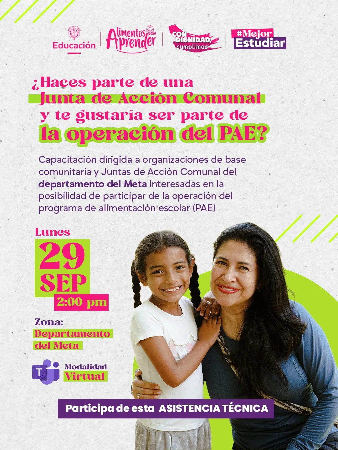 ¿Haces parte de una Junta de Acción Comunal y te gustaría ser parte de la operación del PAE?